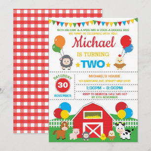 Landbouwhuisdierentuin Barnyard Birthday Party Pet Kaart