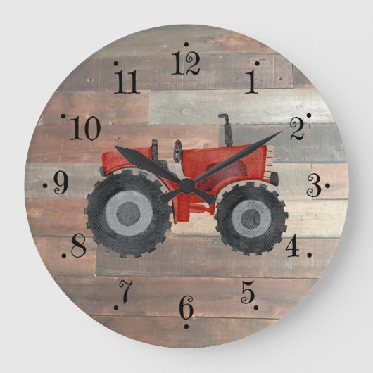Landbouwhuishouder Red Tractor Faux Wood Wall klok (Voorkant)
