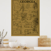  landbouwkaart van Georgië (1915) - Tan Poster (Keuken)
