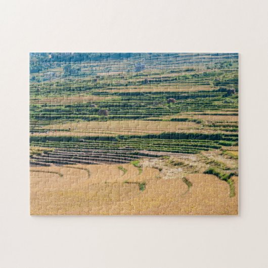 Landbouwlandschap - Bhutan, Azië, Himalaya Legpuzzel (Horizontaal)