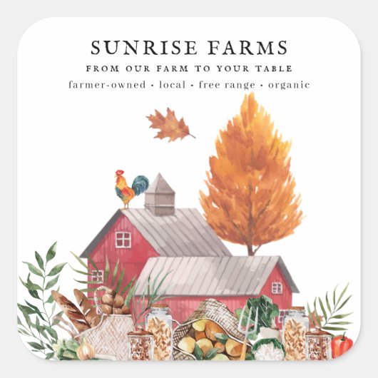 Landbouwmarkt | Boerderij op Tafeljest Barn Vierkante Sticker (Voorkant)