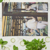 Landbouwmarkt van Miskolc, Hongarije Theedoek (Gevouwen)