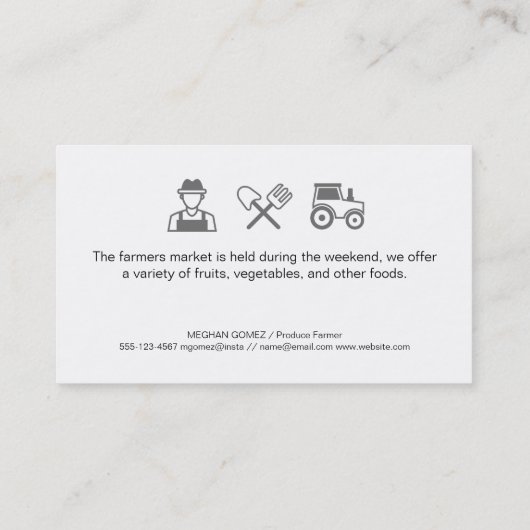Landbouwmarkt Visitekaartje (Achterkant)