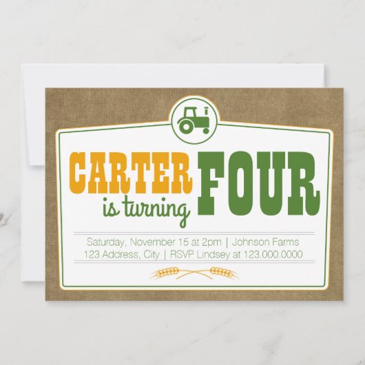 Landbouwtrekker Uitnodiging (Voorkant)