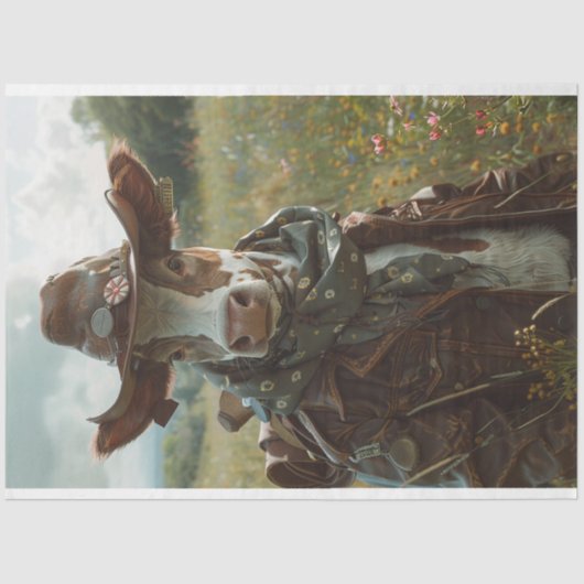 Landbouwwerf Koe Landbouwhand Decoupage Tissuepapier (Voorkant)