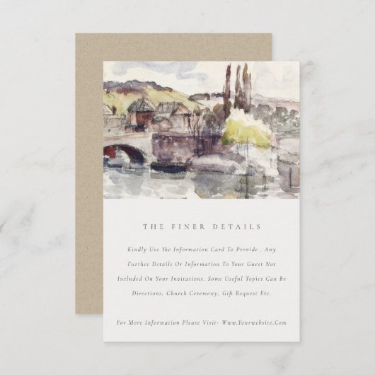 Landbrug langs de zijkant Waterverf bruiloft Detai Informatiekaartje (Voorkant / Achterkant)