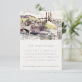 Landbrug langs de zijkant Waterverf bruiloft Detai Informatiekaartje (Staand voorkant)