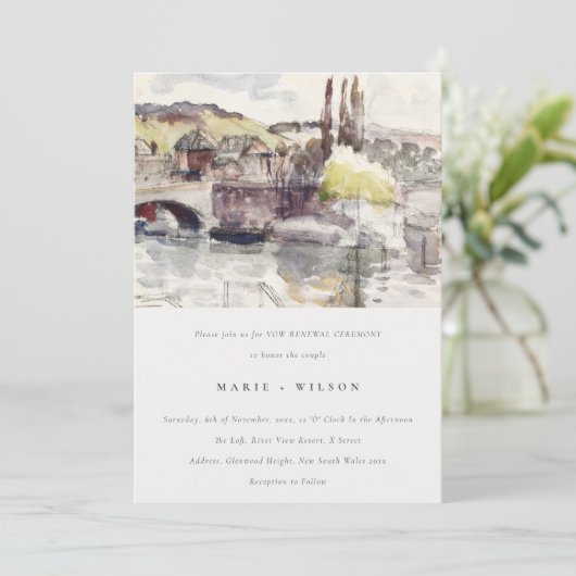 Landbrug Riverside Waterverf Vow Renewal Kaart (Staand voorkant)