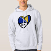 Landcode Bosnië en Herzegovina Vlag Hart BIH Hoodie (Voorkant)