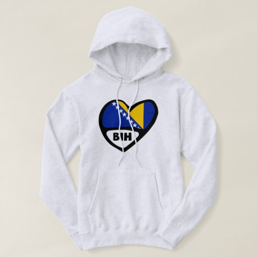 Landcode Bosnië en Herzegovina Vlag Hart BIH Hoodie (Design voorkant)