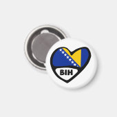 Landcode Bosnië en Herzegovina Vlag Hart BIH Magneet (Voorkant / Achterkant)