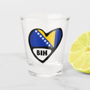 Landcode Bosnië en Herzegovina Vlag Hart BIH Shot Glas