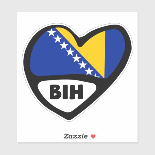 Landcode Bosnië en Herzegovina Vlag Hart BIH Sticker (Vel)