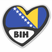 Landcode Bosnië en Herzegovina Vlag Hart BIH Sticker (Voorkant)