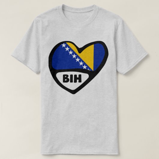 Landcode Bosnië en Herzegovina Vlag Hart BIH T-shirt (Design voorkant)