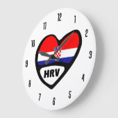 Landcode Kroatië HRV Hrvatska Flag Heart Grote Klok (Hoek)