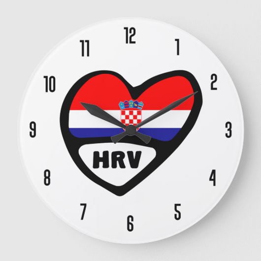 Landcode Kroatië HRV Hrvatska Flag Heart Grote Klok (Voorkant)