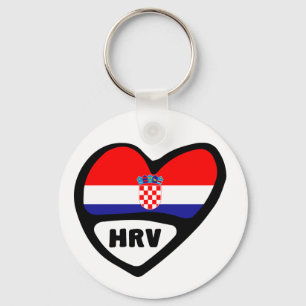 Landcode Kroatië — Vlag harttoetsenbord, HRV Sleutelhanger