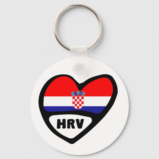 Landcode Kroatië — Vlag harttoetsenbord, HRV Sleutelhanger (Voorkant)