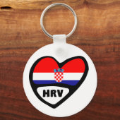 Landcode Kroatië — Vlag harttoetsenbord, HRV Sleutelhanger (Voorkant)