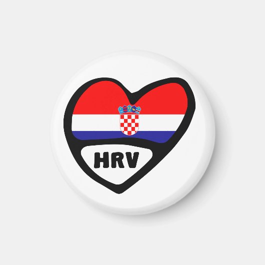 Landcode Kroatië Vlag Heart Hrvatska Magneet (Voorkant)
