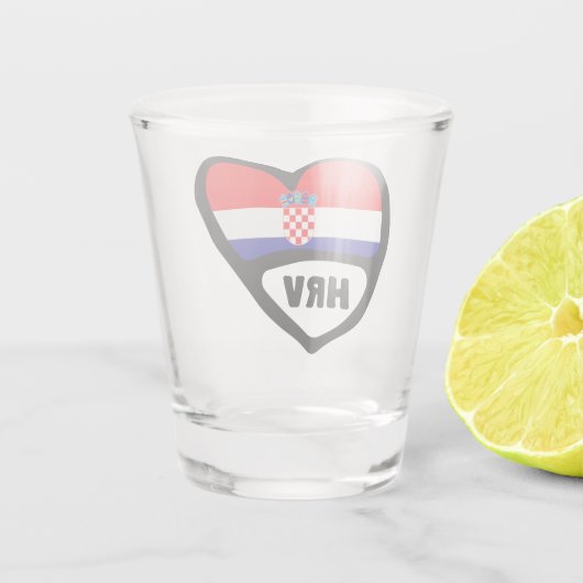 Landcode Kroatië Vlag Heart Hrvatska Shot Glas (Achterkant)