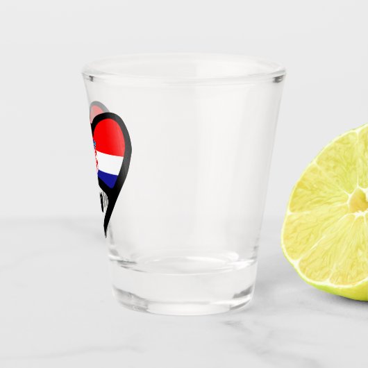 Landcode Kroatië Vlag Heart Hrvatska Shot Glas (Rechts)