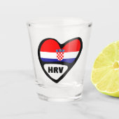 Landcode Kroatië Vlag Heart Hrvatska Shot Glas (Voorkant)