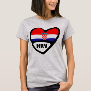 Landcode Kroatië Vlag Heart Hrvatska T-shirt