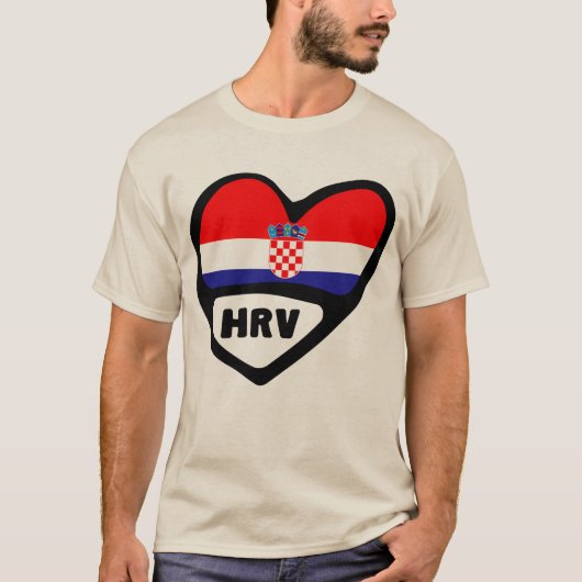 Landcode Kroatië Vlag Heart Hrvatska T-shirt (Voorkant)