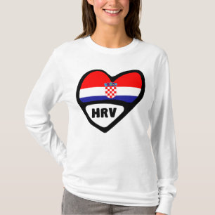 Landcode Kroatië Vlag Heart Hrvatska T-shirt