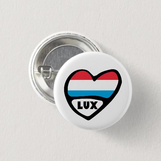 Landcode Luxemburg Vlag Hart LUX Ronde Button 3,2 Cm (Voorkant /achterkant)