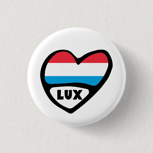 Landcode Luxemburg Vlag Hart LUX Ronde Button 3,2 Cm (Voorkant)