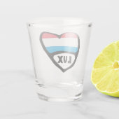Landcode Luxemburg Vlag Hart LUX Shot Glas (Achterkant)