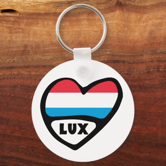 Landcode Luxemburg Vlag Hart LUX Sleutelhanger (Voorkant)