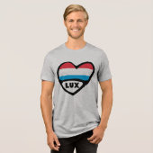 Landcode Luxemburg Vlag Hart LUX Tri-Blend Shirt (Voorkant volledig)