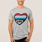 Landcode Luxemburg Vlag Hart LUX Tri-Blend Shirt (Voorkant)