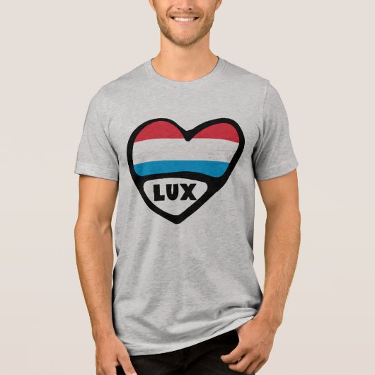 Landcode Luxemburg Vlag Hart LUX Tri-Blend Shirt (Voorkant)