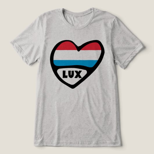 Landcode Luxemburg Vlag Hart LUX Tri-Blend Shirt (Design voorkant)