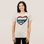Landcode Luxemburg Vlag Hart LUX Tri-Blend Shirt (Voorkant volledig)