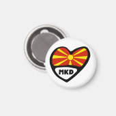 Landcode Macedonië Flag Heart MKD Magneet (Voorkant / Achterkant)