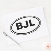 Landcode met uw initialen auto ovale sticker (Envelop)