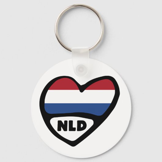 Landcode Nederland Vlag harttoetsenbord, NLD Sleutelhanger (Voorkant)