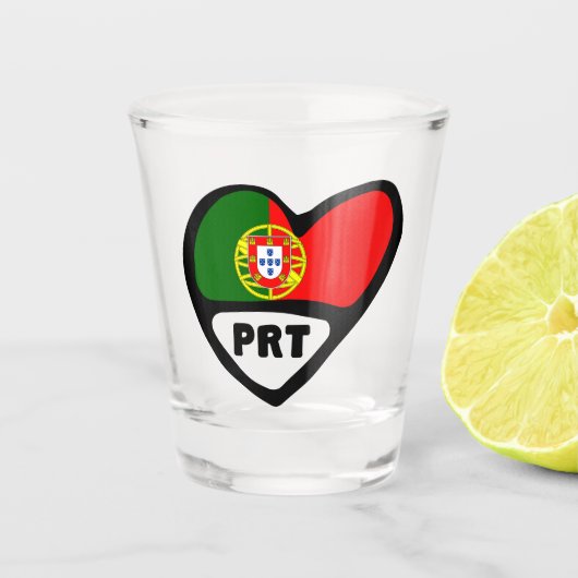 Landcode Portugal Vlaggenkop, PRT Shot Glas (Voorkant)