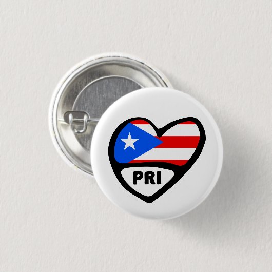 Landcode Puerto Rico — Vlag hoofdpin Badge, PRI Ronde Button 3,2 Cm (Voorkant /achterkant)