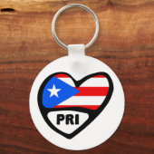 Landcode Puerto Rico — Vlaggenharttoetsenbord, PRI Sleutelhanger (Voorkant)
