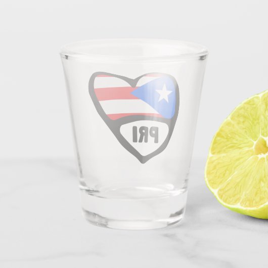 Landcode Puerto Rico — Vlaggenkop, PRI Shot Glas (Achterkant)