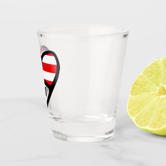 Landcode Puerto Rico — Vlaggenkop, PRI Shot Glas (Rechts)