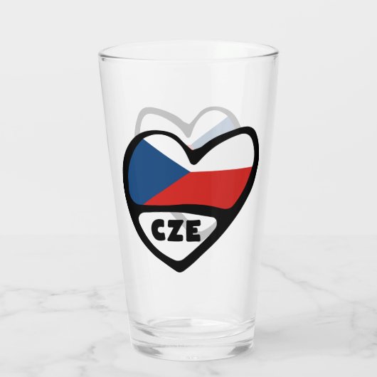 Landcode Tsjechië Vlag Hart, CZE Glas (Achterkant)