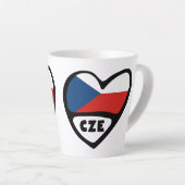 Landcode Tsjechië Vlag Hart, CZE Latte Mok (Rechterhoek)